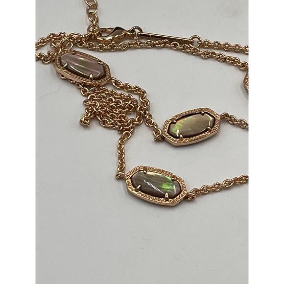 Kendra Scott Kelsie Rose Gold Plated Mother of Pearl Long Station Necklace - Picture 8 of 8